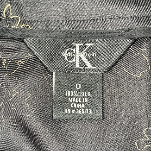 CALVIN KLEIN silk brown floral lightweight midi A-line skirt, size 0 - Picture 2 of 10